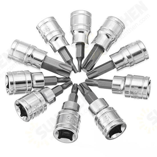 3/8 Inch Drive Socket 10pcs T10-T55 Torx Socket 9pcs H2-H10 Socket Bit Set 3/8 Inch Drive Socket 10pcs T10-T55 Torx Socket 9pcs H2-H10 Socket Bit Set