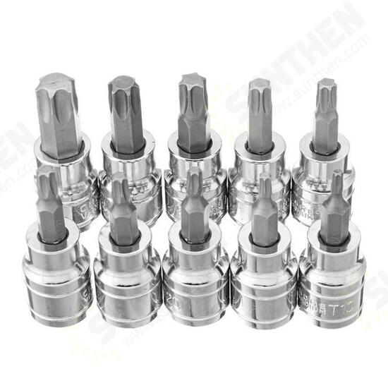 3/8 Inch Drive Socket 10pcs T10-T55 Torx Socket 9pcs H2-H10 Socket Bit Set 3/8 Inch Drive Socket 10pcs T10-T55 Torx Socket 9pcs H2-H10 Socket Bit Set