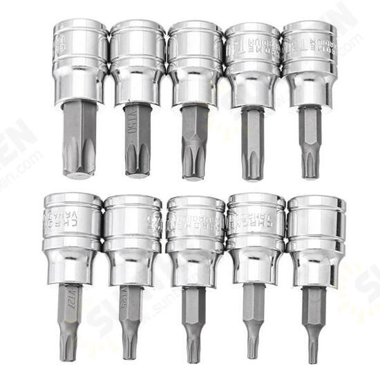 3/8 Inch Drive Socket 10pcs T10-T55 Torx Socket 9pcs H2-H10 Socket Bit Set 3/8 Inch Drive Socket 10pcs T10-T55 Torx Socket 9pcs H2-H10 Socket Bit Set