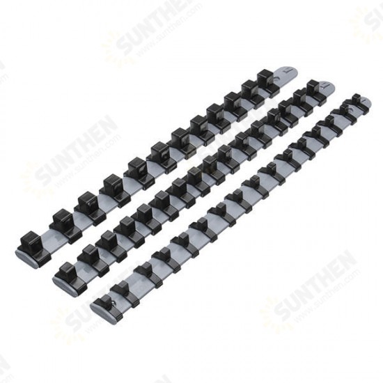 3Pcs 1/4 3/8 1/2 Inch Socket Tray Rail Rack Holder Storage Organizer Shelf Stand 3Pcs 1/4 3/8 1/2 Inch Socket Tray Rail Rack Holder Storage Organizer Shelf Stand