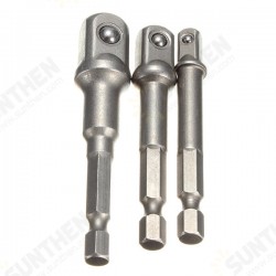 3pc Socket Adaptor Set 1/4 3/8 1/2 Inch Cordless Hex Drill Bit 3pc Socket Adaptor Set 1/4 3/8 1/2 Inch Cordless Hex Drill Bit