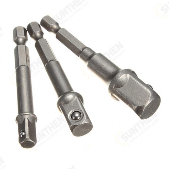 3pc Socket Adaptor Set 1/4 3/8 1/2 Inch Cordless Hex Drill Bit 3pc Socket Adaptor Set 1/4 3/8 1/2 Inch Cordless Hex Drill Bit