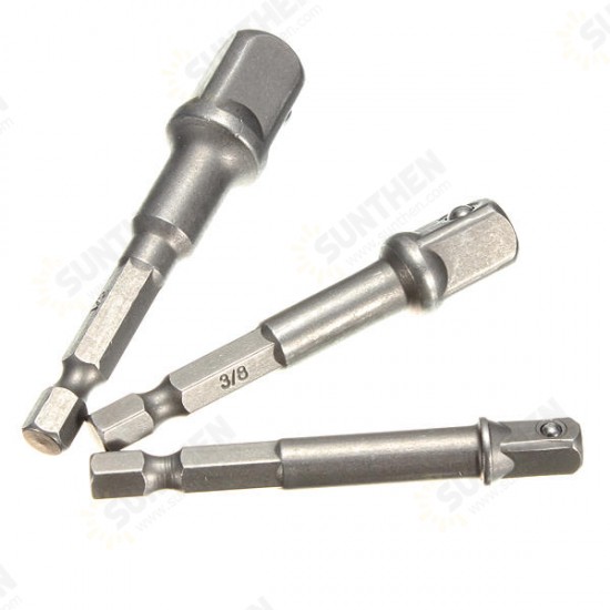 3pc Socket Adaptor Set 1/4 3/8 1/2 Inch Cordless Hex Drill Bit 3pc Socket Adaptor Set 1/4 3/8 1/2 Inch Cordless Hex Drill Bit