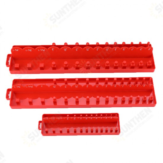 3pcs 1/4 3/8 1/2 Inch Socket Tray Set SAE Rail Rack Holder Storage Organizer Shelf Stand Socket Holder