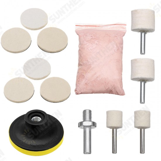 3pcs Cerium Oxide Polishing Powder with Felt Polishing Pad Polishing Wheel Kit