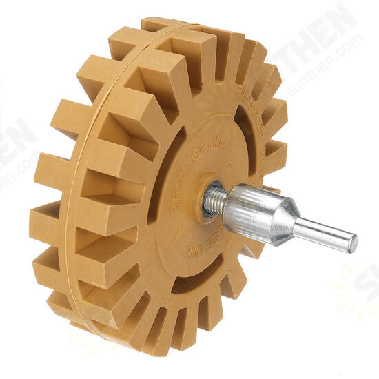 4 Inch Rubber Decal Eraser Caramel Wheel Removal with Power Drill Arbor Drill Adapter 4 Inch Rubber Decal Eraser Caramel Wheel Removal with Power Drill Arbor Drill Adapter
