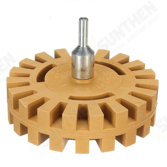 4 Inch Rubber Decal Eraser Caramel Wheel Removal with Power Drill Arbor Drill Adapter 4 Inch Rubber Decal Eraser Caramel Wheel Removal with Power Drill Arbor Drill Adapter