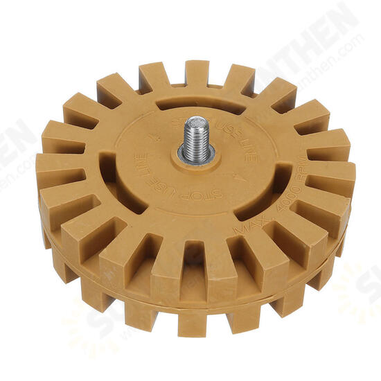 4 Inch Rubber Decal Eraser Caramel Wheel Removal with Power Drill Arbor Drill Adapter 4 Inch Rubber Decal Eraser Caramel Wheel Removal with Power Drill Arbor Drill Adapter