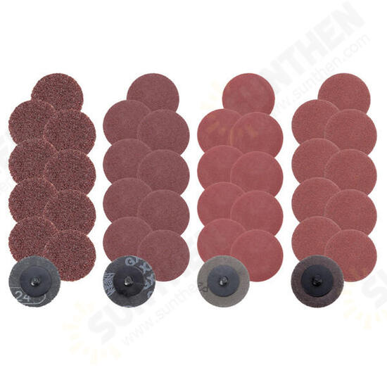 40pcs 2 Inch Roll Lock Sanding Disc 24/60/120/240 Grit Sandpaper