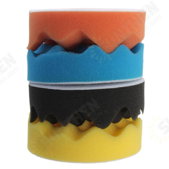 4pcs 4 Inch Buffing Pads Wave Sponge Polishing Pad Kit For Sanding Polisher Buffer Wash Cleaning Set