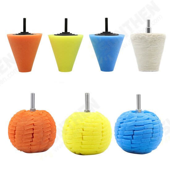 5/6/7 Pcs Car Polish Buffing Cone Pads with Polishing Ball Pad For Wheel Corner Drill Kit