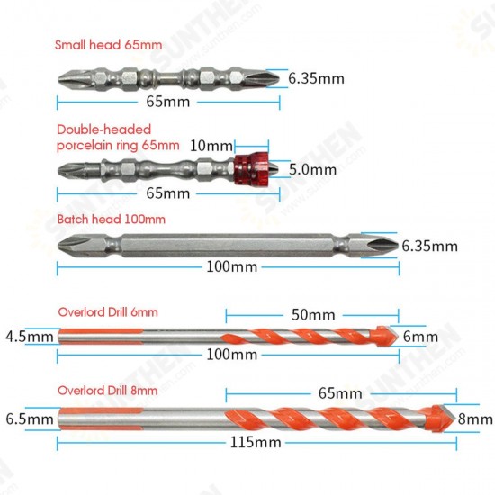 5Pcs Tile Glass Drill Set Magnetic Ring Cross Screwdriver Bit Multifunctional Cutter Marble 5Pcs Tile Glass Drill Set Magnetic Ring Cross Screwdriver Bit Multifunctional Cutter Marble