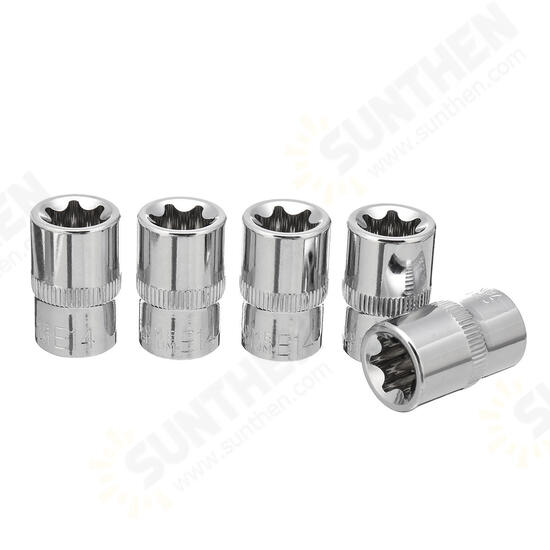 5pcs 3/8 Inch Driver Socket Set E Star Socket Metalworking Household Wrench Sockets 5pcs 3/8 Inch Driver Socket Set E Star Socket Metalworking Household Wrench Sockets