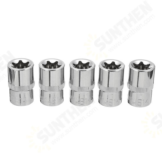 5pcs 3/8 Inch Driver Socket Set E Star Socket Metalworking Household Wrench Sockets 5pcs 3/8 Inch Driver Socket Set E Star Socket Metalworking Household Wrench Sockets