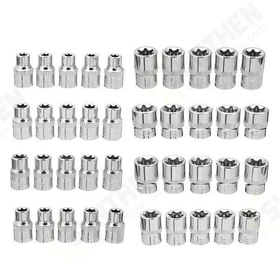 5pcs 3/8 Inch Driver Socket Set E Star Socket Metalworking Household Wrench Sockets