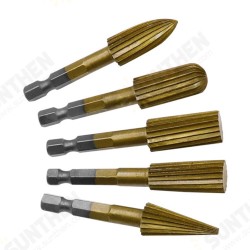 5pcs 6.3mm Hex Shank HSS Woodworking Rotary File Electric Grinding Head For Wood Carving Peeling 5pcs 6.3mm Hex Shank HSS Woodworking Rotary File Electric Grinding Head For Wood Carving Peeling