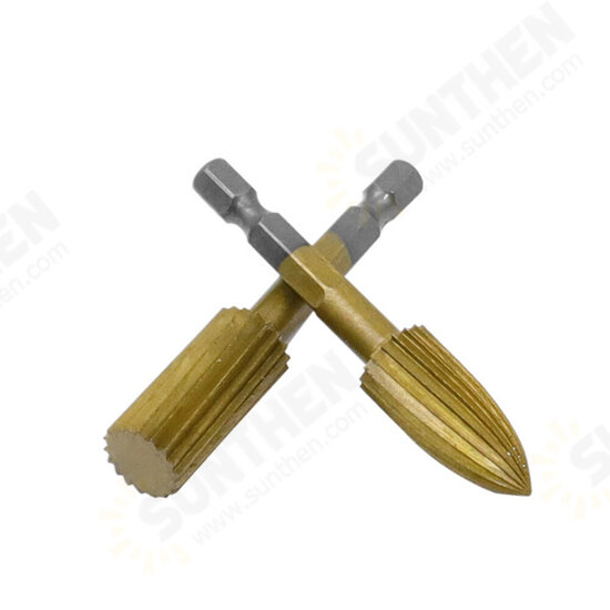 5pcs 6.3mm Hex Shank HSS Woodworking Rotary File Electric Grinding Head For Wood Carving Peeling