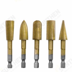 5pcs 6.3mm Hex Shank HSS Woodworking Rotary File Electric Grinding Head For Wood Carving Peeling 5pcs 6.3mm Hex Shank HSS Woodworking Rotary File Electric Grinding Head For Wood Carving Peeling