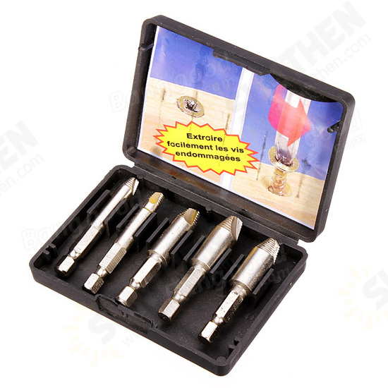 5pcs Screw Remover Broken Stripped Screw and Bolt Remover Extractor 5pcs Screw Remover Broken Stripped Screw and Bolt Remover Extractor