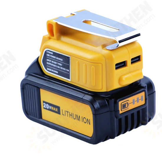 60W 5A Converter Adapter USB Charger for Dewalt 20V 18V Lithium Battery 12V DC Output Interface Compatible Electrical Appliances