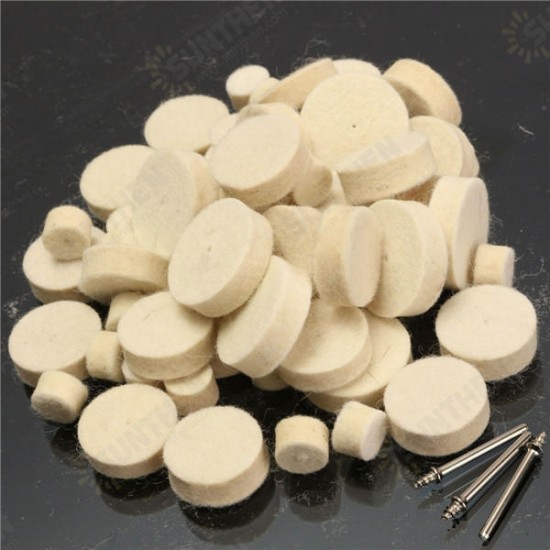 60pcs Felt Polishing Wheel Buffer Pad with 3 Mandrel for Rotary Tools