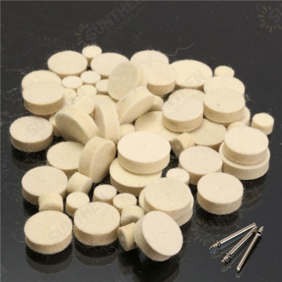 60pcs Felt Polishing Wheel Buffer Pad with 3 Mandrel for Rotary Tools