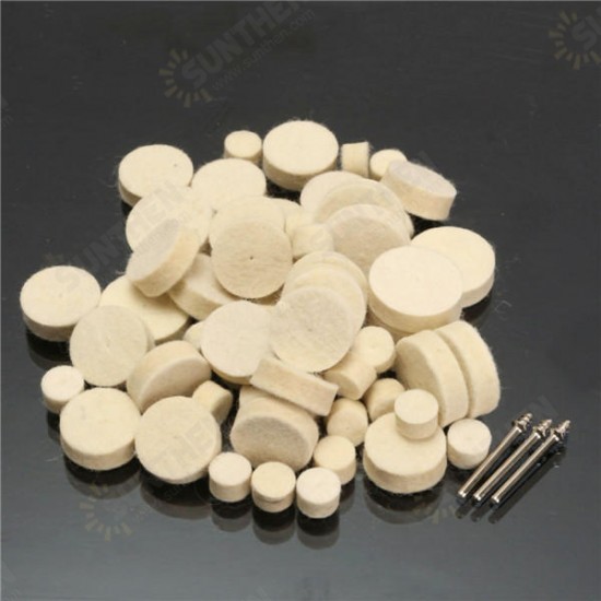 60pcs Felt Polishing Wheel Buffer Pad with 3 Mandrel for Rotary Tools