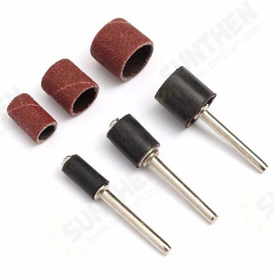 63pcs 80Grit Drum Sanding Kit 1/2 3/8 1/4 Inch Sand Mandrels Fit Dremel Nail Drill Rotary Tools