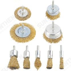 6/7/9Pcs 6mm Shank Electric Grinder Wire Wheel Brush Drill Bit Brass Coated Wire Brush Set For Removal Rust Corrosion Metal Polishing Wheel 6/7/9Pcs 6mm Shank Electric Grinder Wire Wheel Brush Drill Bit Brass Coated Wire Brush Set For Removal Rust Corrosion Metal Polishing Wheel