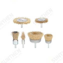 6/7/9Pcs 6mm Shank Electric Grinder Wire Wheel Brush Drill Bit Brass Coated Wire Brush Set For Removal Rust Corrosion Metal Polishing Wheel 6/7/9Pcs 6mm Shank Electric Grinder Wire Wheel Brush Drill Bit Brass Coated Wire Brush Set For Removal Rust Corrosion Metal Polishing Wheel