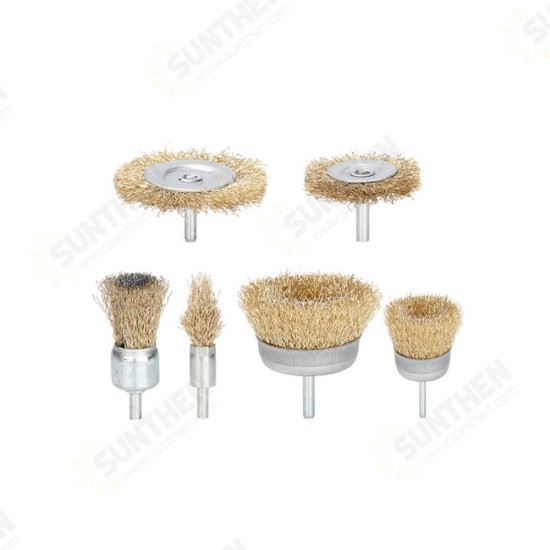 6/7/9Pcs 6mm Shank Electric Grinder Wire Wheel Brush Drill Bit Brass Coated Wire Brush Set For Removal Rust Corrosion Metal Polishing Wheel 6/7/9Pcs 6mm Shank Electric Grinder Wire Wheel Brush Drill Bit Brass Coated Wire Brush Set For Removal Rust Corrosion Metal Polishing Wheel