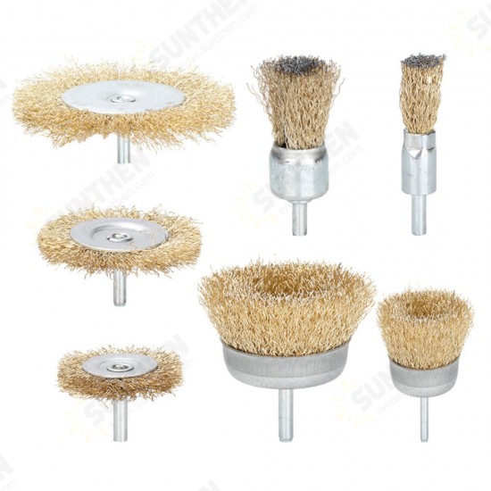 6/7/9Pcs 6mm Shank Electric Grinder Wire Wheel Brush Drill Bit Brass Coated Wire Brush Set For Removal Rust Corrosion Metal Polishing Wheel 6/7/9Pcs 6mm Shank Electric Grinder Wire Wheel Brush Drill Bit Brass Coated Wire Brush Set For Removal Rust Corrosion Metal Polishing Wheel