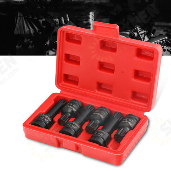 6pcs 1/2 Inch Drive Hex 12 Point MM Spline Socket Bit Impact Spline Bit Socket Wrench for Pneumatic Manual Wrench 6pcs 1/2 Inch Drive Hex 12 Point MM Spline Socket Bit Impact Spline Bit Socket Wrench for Pneumatic Manual Wrench