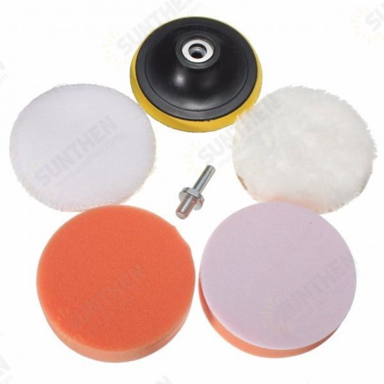 6pcs 4 Inch Sponge and Woolen Polishing Buffing Pad Kit For Car Polisher