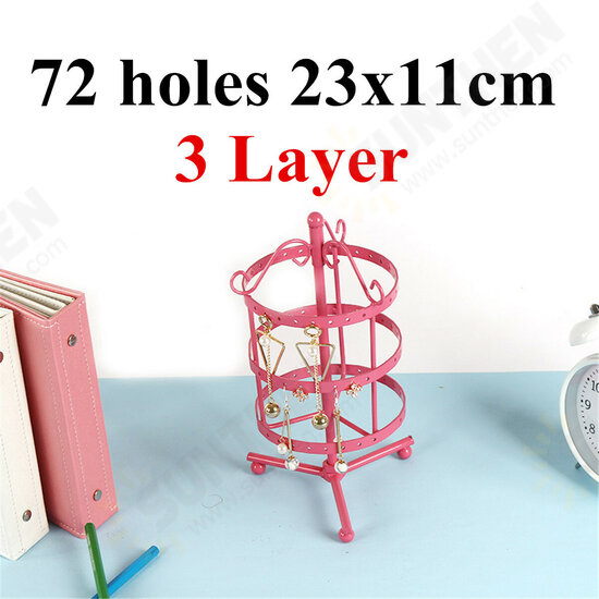 72 Holes 3 Layer Metal Earrings Rotating Display Rack Jewelry Organizer Holder Tools Kit 72 Holes 3 Layer Metal Earrings Rotating Display Rack Jewelry Organizer Holder Tools Kit