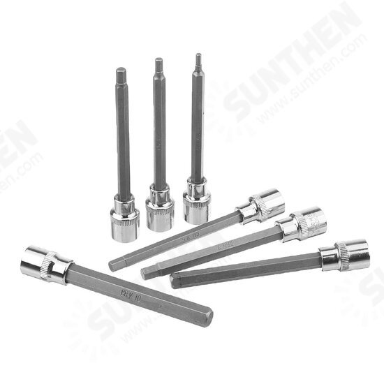 7Pcs 3/8inch Drive Long Reach Hex Bit Socket Set 3-10mm CR-V Screwdriver Head Set 7Pcs 3/8inch Drive Long Reach Hex Bit Socket Set 3-10mm CR-V Screwdriver Head Set