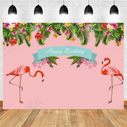 7ft 5ft Tropical Flamingo Birthday Vinyl Studio Backdrop Photography 7ft 5ft Tropical Flamingo Birthday Vinyl Studio Backdrop Photography