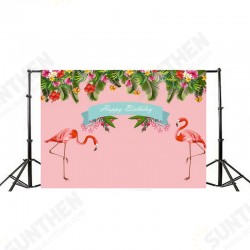 7ft 5ft Tropical Flamingo Birthday Vinyl Studio Backdrop Photography