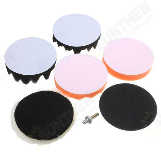 7pcs 4/5/6/7 Inch Sponge Polishing Waxing Buffing Pads Set for Car polisher Polishing Tool