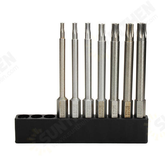 7pcs 75mm T8-T30 Magnetic Torx Screwdriver Bits 1/4 Inch Hex Shank Screwdriver Set