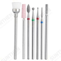 7pcs Abrasive Drill Bits 3/32 Inch Rotate Burr Cuticle Clean Manicure Pedicure Tool