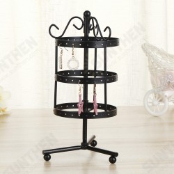 81 Holes 3-tiers Rotating Iron Jewelry Rack Earrings Rings Display Stand Tools Kit 81 Holes 3-tiers Rotating Iron Jewelry Rack Earrings Rings Display Stand Tools Kit