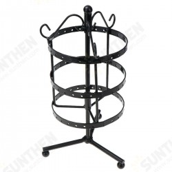 81 Holes 3-tiers Rotating Iron Jewelry Rack Earrings Rings Display Stand Tools Kit