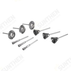 9pcs Stainless Steel Wire Brush Set Cleaner Polishing Brushes Cup Wheel For Dremel Rotary Tool