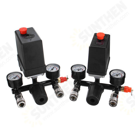 Air Compressor Pressure Switch Control Valve Manifold Regulator Gauges With Quick Connector Air Compressor Pressure Switch Control Valve Manifold Regulator Gauges With Quick Connector