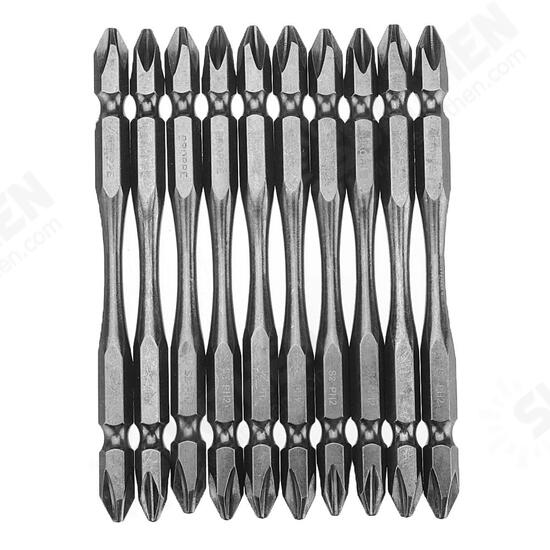 11Pcs 100mm PH2 S2 Alloy Steel Magnetic Double Head Electric Screwdriver Bit Set with B Type Magnetic Ring