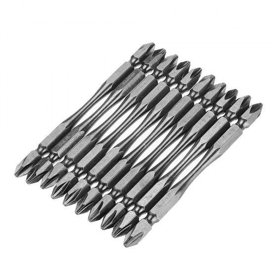 11Pcs 100mm PH2 S2 Alloy Steel Magnetic Double Head Electric Screwdriver Bit Set with B Type Magnetic Ring