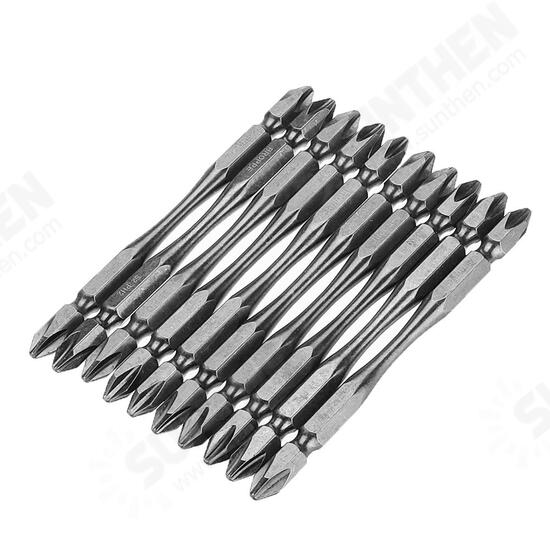 11Pcs 100mm PH2 S2 Alloy Steel Magnetic Double Head Electric Screwdriver Bit Set with B Type Magnetic Ring