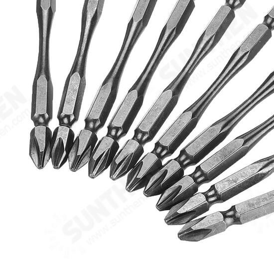 11Pcs 100mm PH2 S2 Alloy Steel Magnetic Double Head Electric Screwdriver Bit Set with B Type Magnetic Ring