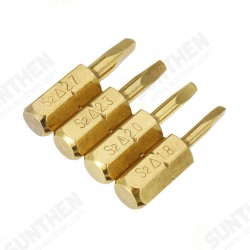 4pcs 25mm 1.8-2.7mm Triangle Shaped Screwdriver Bits 1/4 Inch Hex Shank Electroplating Bronze
